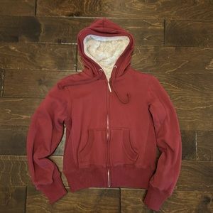 Fur lined hooded zip sweatshirt - like new!